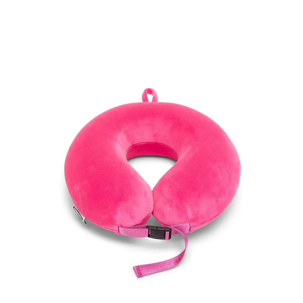 Von Dutch Hot Pink Embroidered Logo Travel Neck Pillow with Buckle Strap